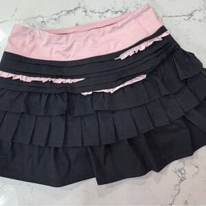 lululemon athletica Black and Pink Ruffled Mini Skirt
